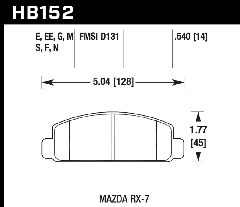 Hawk Mazda RX-7 HPS Street Front Brake Pads - HB152F.540