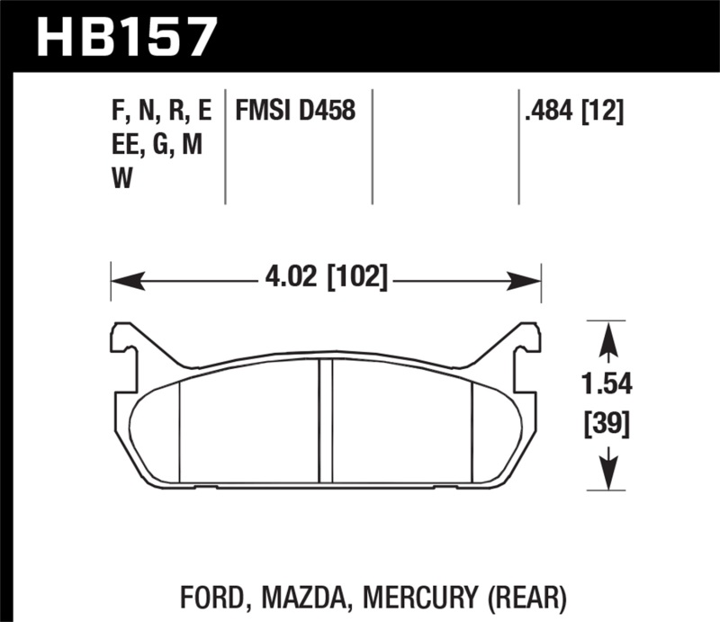 Hawk 91-96 Ford Escort GT / 90-93 Mazda Miata DTC-60 Rear Race Brake Pads - HB157G.484