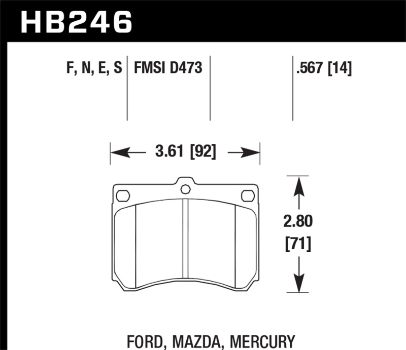 Hawk 91-02 Ford Escort / 92-94 Mazda MX-3 / 90-95 Protege HPS Street Front Brake Pads - HB246F.567