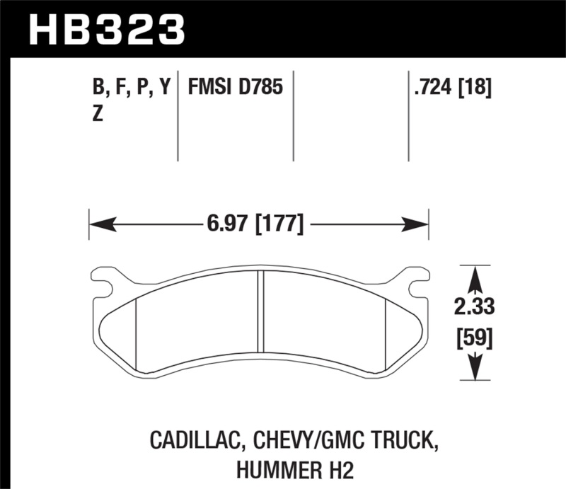 Hawk 06 Chevy Avalanche 2500 / GMC Truck / Hummer Super Duty Street Rear Brake Pads - HB323P.724