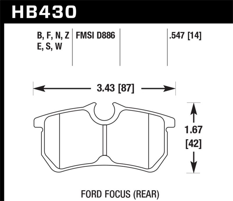 Hawk 00-07 Ford Focus HPS 5.0 Rear Street Brake Pads - HB430B.547