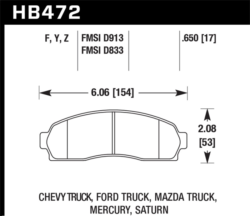 Hawk LTS Street Brake Pads - HB472Y.650