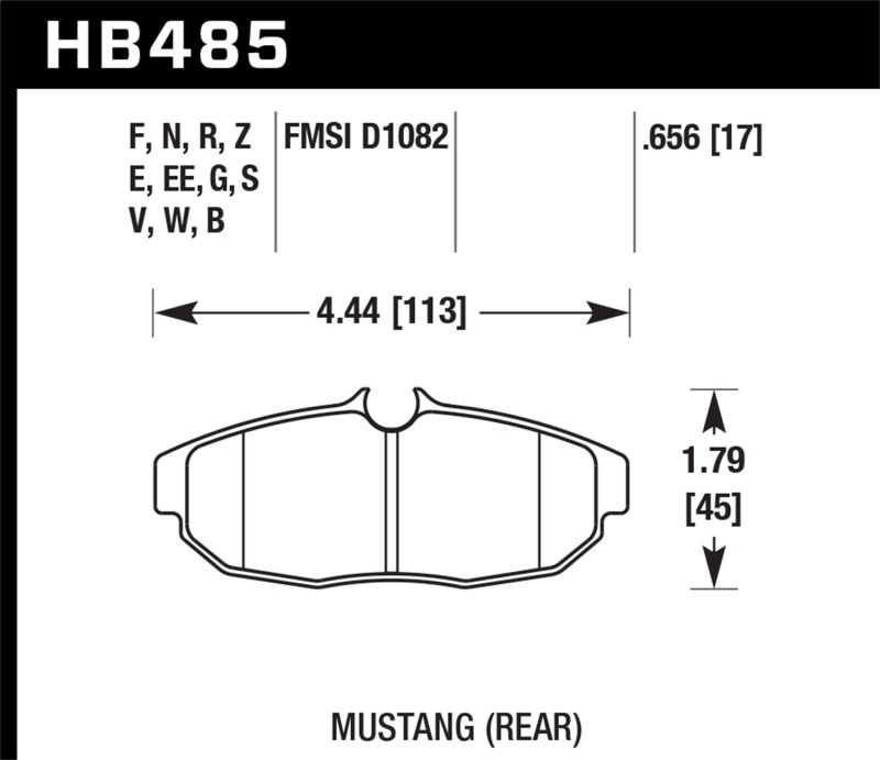 Hawk 05-07 Ford Mustang GT & V6 HP+ Street Rear Brake Pads - HB485N.656