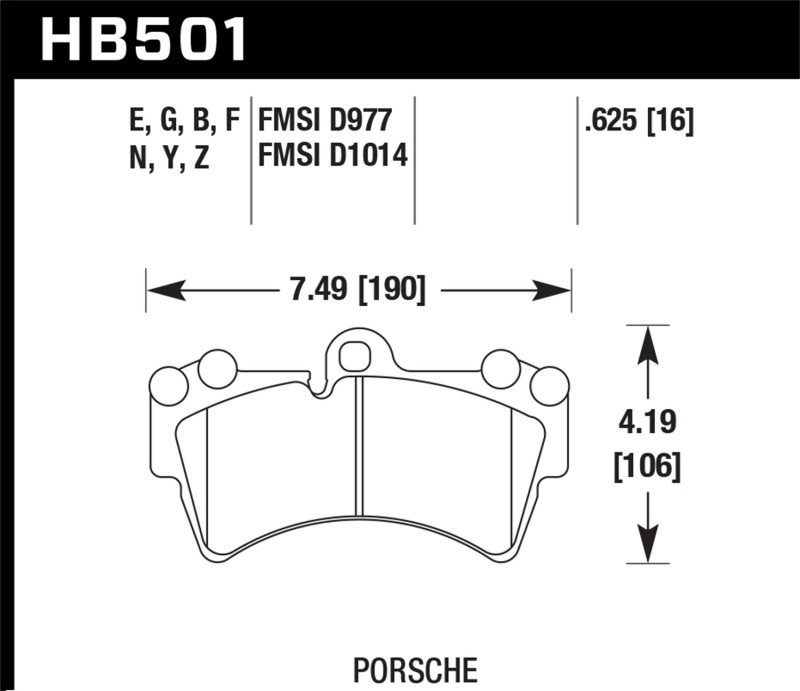 Hawk Porsche HPS Street Front Brake Pads - HB501F.625