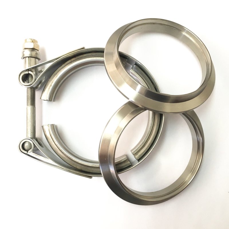 Ticon Industries 5in Titanium V-Band Clamp Assembly (2 Flanges/1 Clamp) - 103-12710-0002