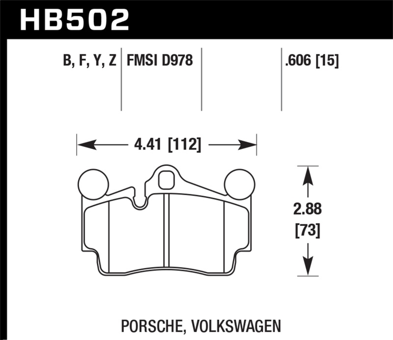 Hawk Porsche / Volkswagen Performance Ceramic Street Rear Brake Pads - HB502Z.606