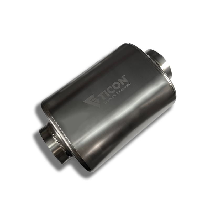 Ticon Industries 17in OAL 3.0in Center In/Out Oval Ultralight Titanium Muffler - 116-07623-0100