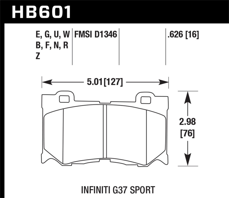 Hawk Infiniti G37 Sport HP+ Street Front Brake Pads - HB601N.626