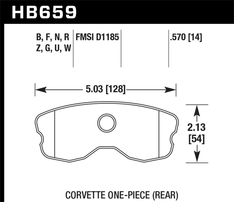 Hawk 06-10 Chevy Corvette (Improved Pad Design) Rear HPS 5.0 Sreet Brake Pads - HB659B.570