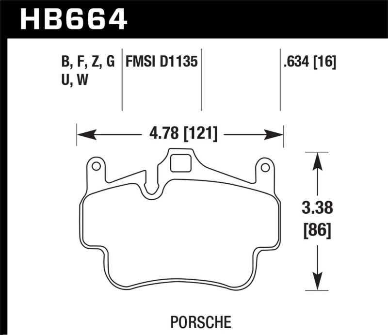 Hawk 05-08 Porsche 911 Carrera Front & Rear / 08 Boxster / 07-08 Cayman Front HPS Street Brake Pads - HB664F.634