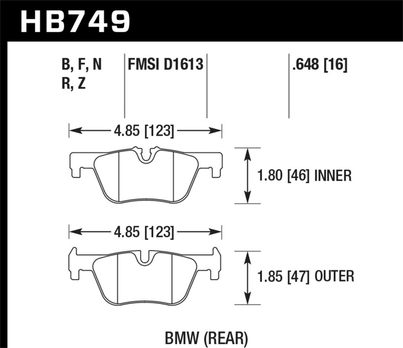Hawk 13-14 BMW 328i/328i xDrive / 2014 428i/428i xDrive PC Rear Brake Pads - HB749Z.648