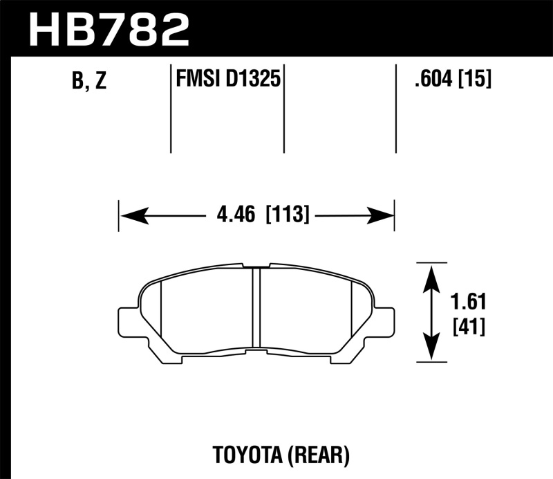 Hawk 08-13 Toyota Highlander High Performance Street 5.0 Rear Brake Pads - HB782B.604