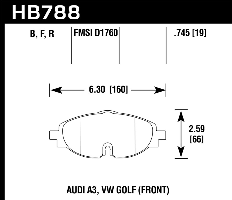 Hawk 15-17 VW Golf / Audi A3/A3 Quattro Front High Performance Brake Pads - HB788B.745