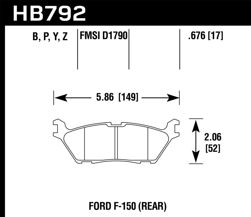Hawk 15 Ford F-150 HPS 5.0 Rear Brake Pads - HB792B.676