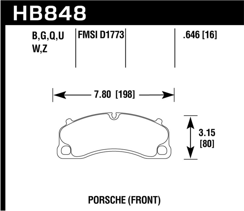 Hawk 14-19 Porsche 911 GT3/GT3 RS / 2016 Porsche Cayman GT4 HP Plus Street Front Brake Pads - HB848N.646