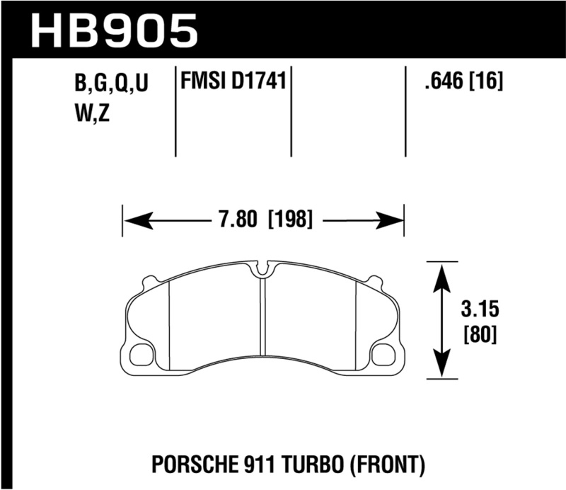 Hawk 14-18 Porsche 911 Performance Ceramic Street Front Brake Pads - HB905Z.646