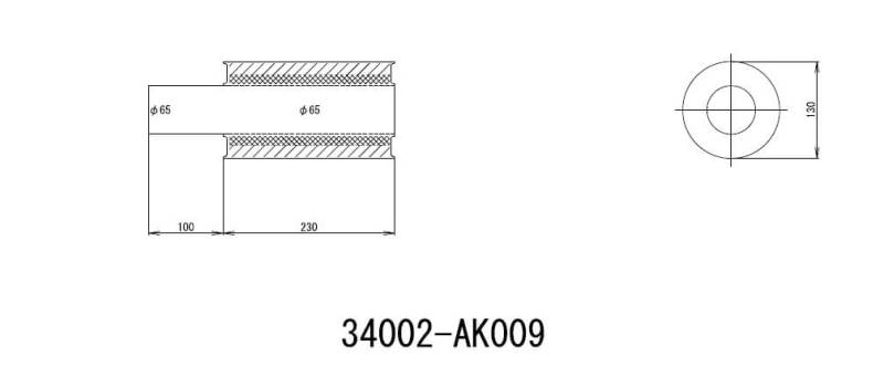 HKS UNIVERSAL EX H/M SUS 130-65 w/o tail (MOQ: 8pcs) - 34002-AK009