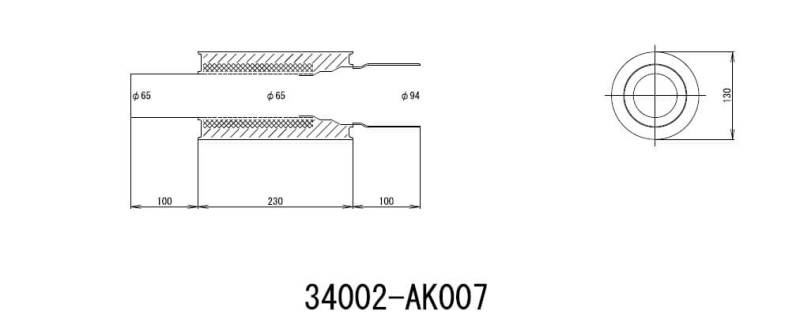 HKS UNIVERSAL EX H/M SUS 130-65 (MOQ: 8pcs) - 34002-AK007