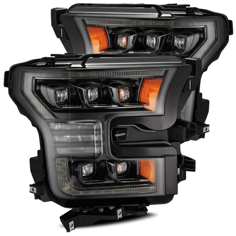 AlphaRex 17-20 Ford Raptor NOVA LED Proj Headlights Plank Style Alpha Black w/Activ Light/Seq Signal - 880163