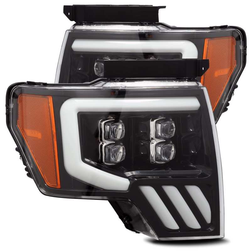 AlphaRex 09-14 Ford F-150 NOVA LED Proj Headlights Plank Style Gloss Black w/Activ Light/Seq Signal - 880190