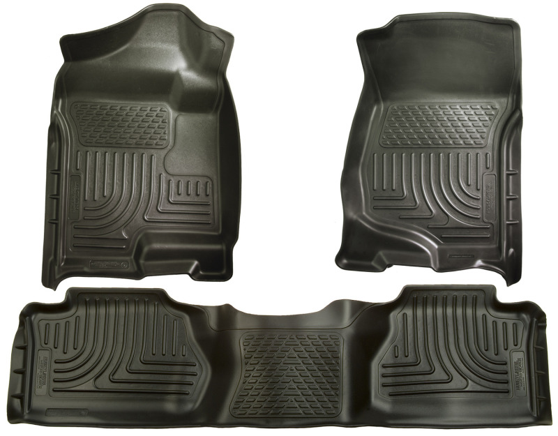 Husky Liners 07-12 Chevy Silverado/GMC Sierra Extended Cab WeatherBeater Combo Black Floor Liners - 98211