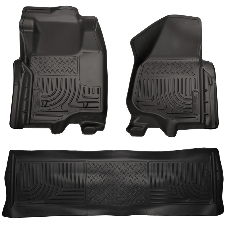 Husky Liners 11-12 Ford SD Crew Cab WeatherBeater Combo Black Floor Liners (w/o Manual Trans Case) - 98711