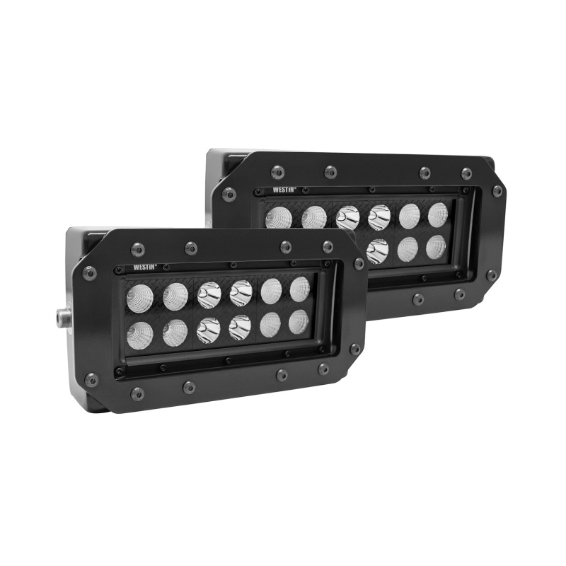 Westin HDX Flush Mount B-FORCE LED Light Kit (Set of 2) w/wiring harness - Black - 57-0025