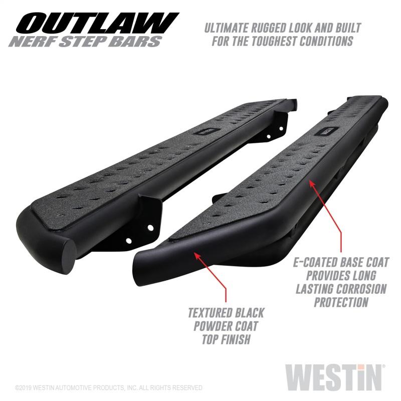 Westin 15-20 Ford F-150 SuperCab / 17-20 F-250/350 SuperCab Outlaw Nerf Step Bars - Textured Black - 58-53935
