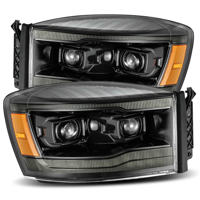 AlphaRex 06-08 Dodge Ram 1500HD LUXX LED Projector Headlights Plank Style Alpha Blk w/Seq Signal/DRL - 880533