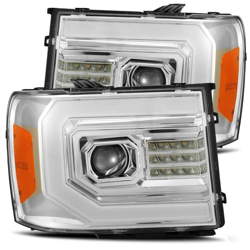 AlphaRex 07-13 GMC 1500HD PRO-Series Projector Headlights Plank Style Chrm w/Activ Light/Seq Signal - 880604