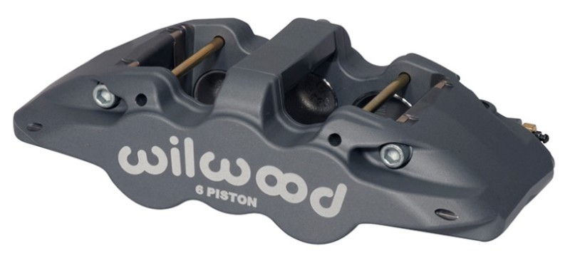 Wilwood Caliper-Aero6-L/H - Black Anodize (.80 Thk Pad) 1.62/1.12/1.12in Pistons 1.25in Disc - 120-13292