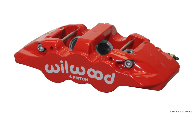 Wilwood Caliper-Aero6-L/H - Red 1.62/1.12/1.12in Pistons 1.25in Disc - 120-13290-RD