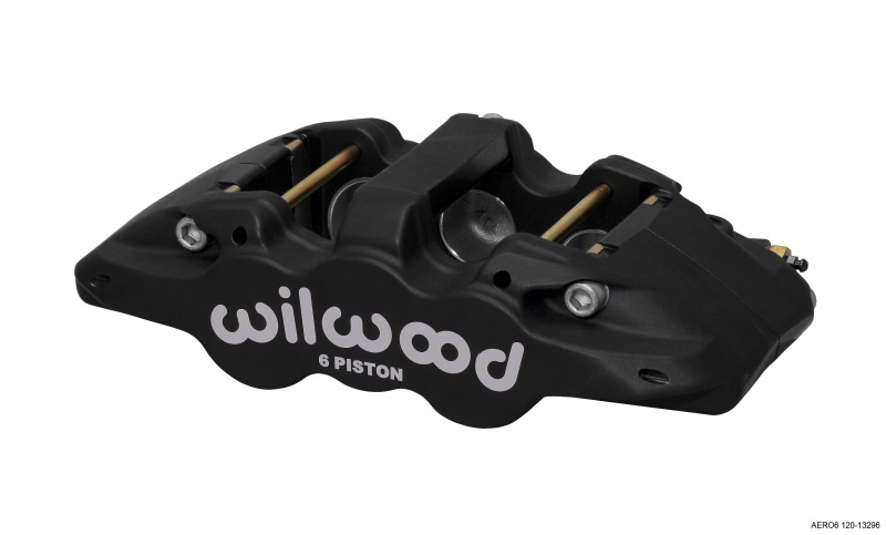 Wilwood Caliper-Aero6-L/H - Black Anodize 1.75/1.38/1.38in Pistons 1.25in Disc - 120-13296