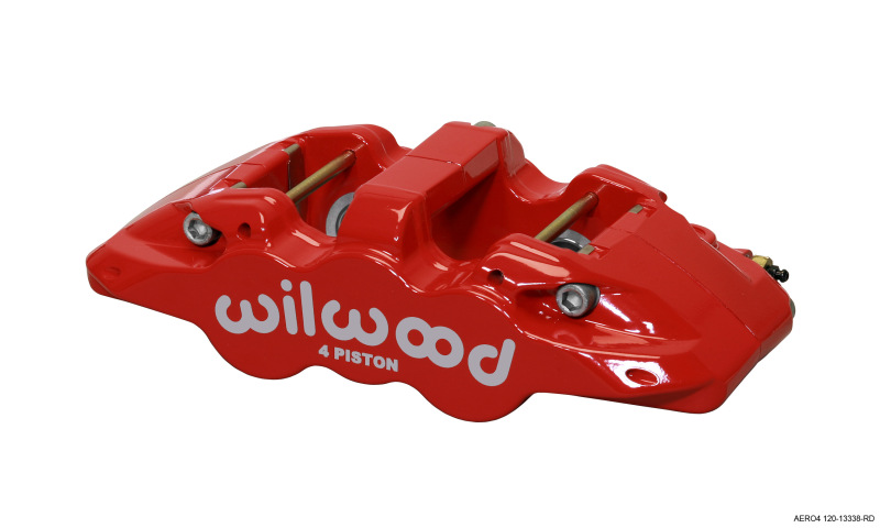 Wilwood Caliper-Aero4 - Red 1.12/1.12in Pistons 1.10in Disc - 120-13338-RD