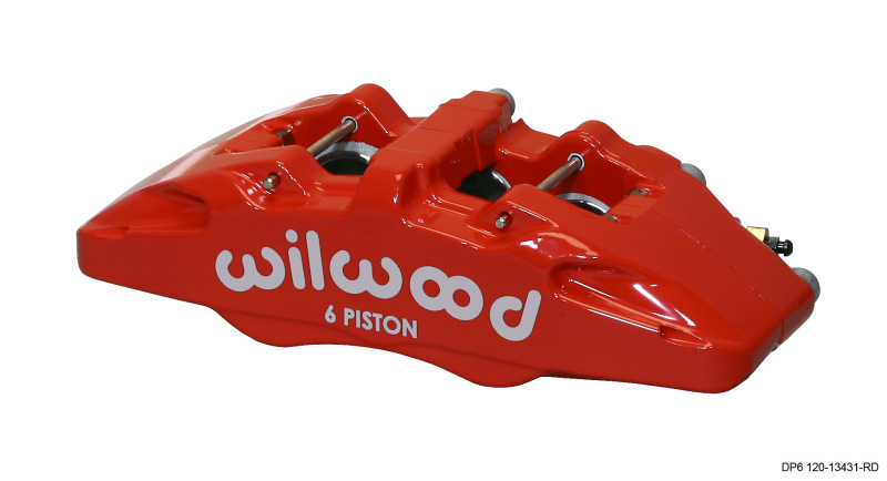 Wilwood Caliper-Forged Dynapro 6 5.25in Mount-Red-L/H 1.62/1.38in/1.38in Pistons .38in Disc - 120-13431-RD