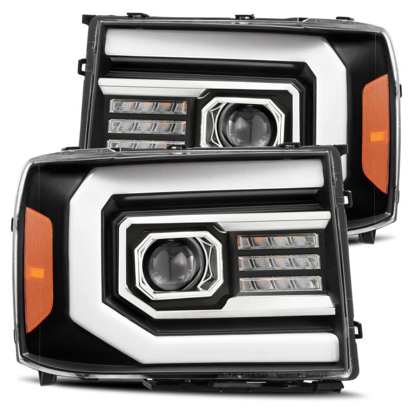 AlphaRex 07-13 GMC 1500HD PRO-Series Proj Headlights Plank Style Matte Blk w/Activ Light/Seq Signal - 880606