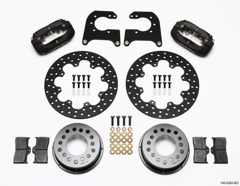 Wilwood Forged Dynalite Rear Drag Kit Drilled Rotor Chev 12 Bolt w C-Clips - 140-0263-BD