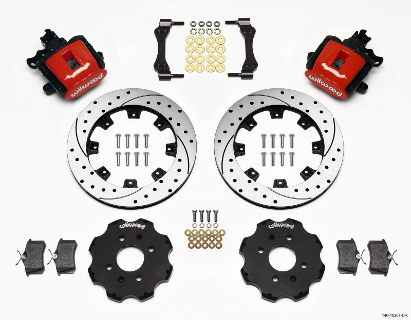 Wilwood Combination Parking Brake Rear Kit 12.19in Drilled Red Civic / Integra Disc 2.39 Hub Offset - 140-10207-DR