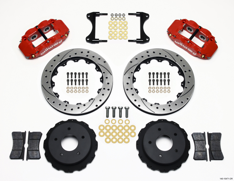 Wilwood Narrow Superlite 4R Rear Kit 12.88in Drilled Red 65-82 Corvette C2/C3 - 140-10471-DR