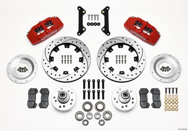 Wilwood Dynapro 6 Front Hub Kit 12.19in Drilled Red 70-78 Camaro - 140-10738-DR