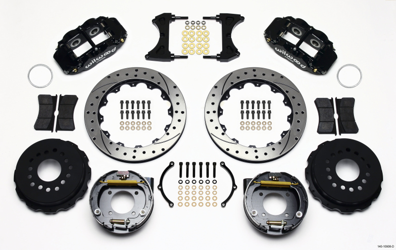 Wilwood Narrow Superlite 4R Rear P-Brk Kit 12.88in Drilled Chevy 12 Bolt w/ C-Clips Stggrd mt - 140-10908-D