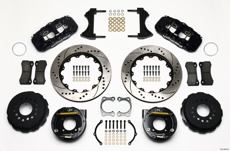 Wilwood AERO4 Rear P-Brake Kit 14.00in Drilled Chevy 12 Bolt w/ C-Clips - 140-10943-D