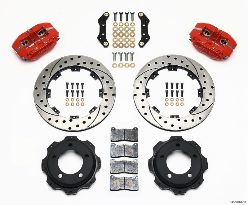 Wilwood Dynapro Rear Kit 12.19in Drill-Red Backdraft Cobra (BMW E36 Based) - 140-10960-DR