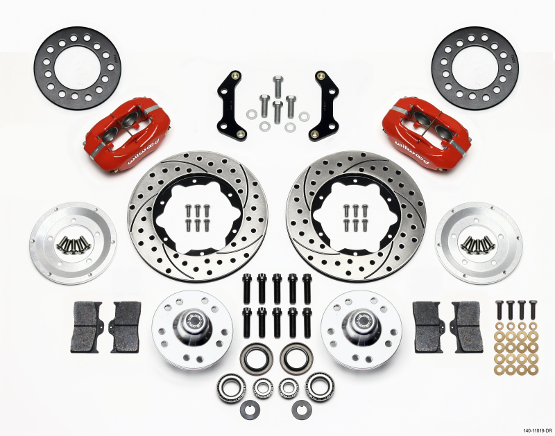 Wilwood Forged Dynalite Front Kit 11.00in Drilled Red 73-80 CDP A B E & F Body - 140-11019-DR