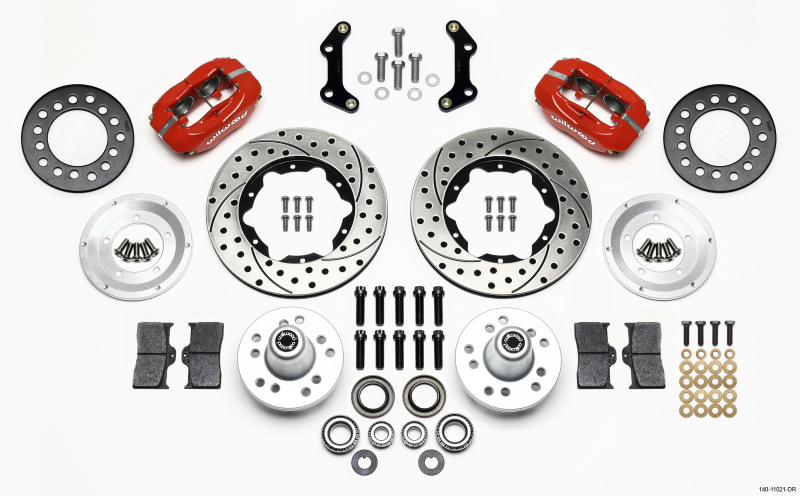 Wilwood Forged Dynalite Front Kit 11.00in Drilled Red 70-72 CDP B & E Body-Disc - 140-11021-DR