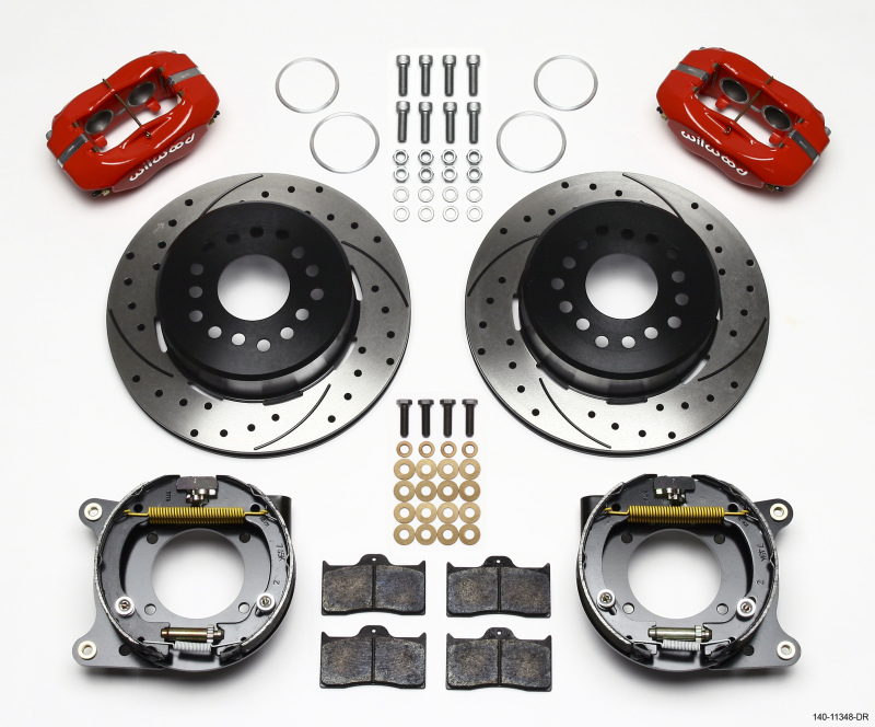 Wilwood Forged Dynalite P/S Park Brake Kit Drill-Red 55-57 Chevy 2.34in Offset - 140-11348-DR