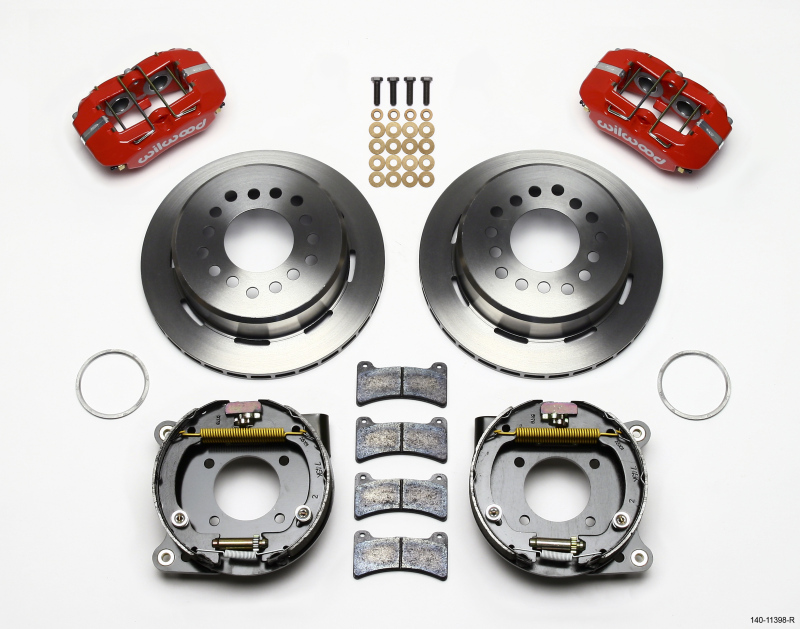 Wilwood Dynapro Low-Profile 11.00in P-Brake Kit - Red Chevy 12 Bolt 2.75in Off w/ C-Clips - 140-11398-R