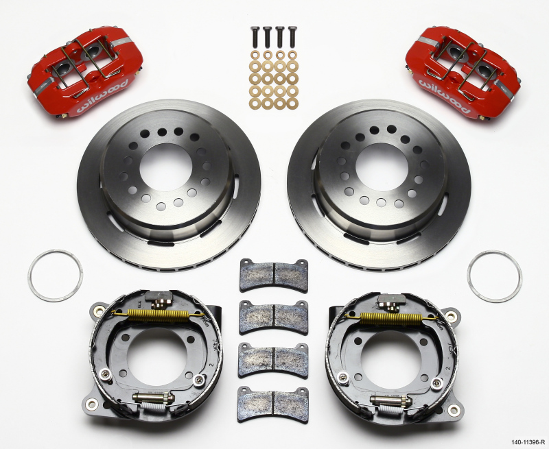 Wilwood Dynapro Low-Profile 11.00in P-Brake Kit - Red Ford 8.8 w/2.50in Offset-5 Lug - 140-11396-R