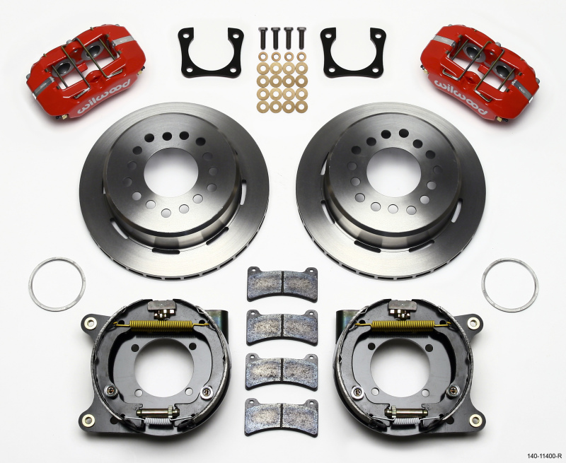 Wilwood Dynapro Low-Profile 11.00in P-Brake Kit - Red Chevy 12 Bolt Spcl 2.81in Off Stag Mount - 140-11400-R