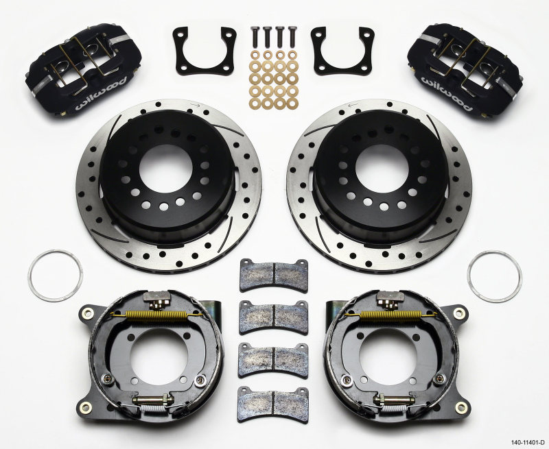 Wilwood Dynapro Low-Profile 11.00in P-Brake Kit Drilled Chevy 12 Bolt Spcl 2.81in Offset - 140-11401-D